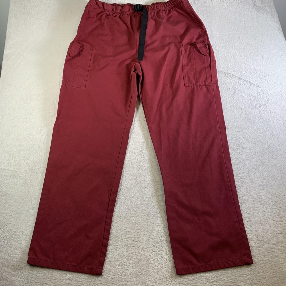 Aviator Pants Mens Large Red Cargo Scrub Elastic Waist Workwear‎ Medical 36x311